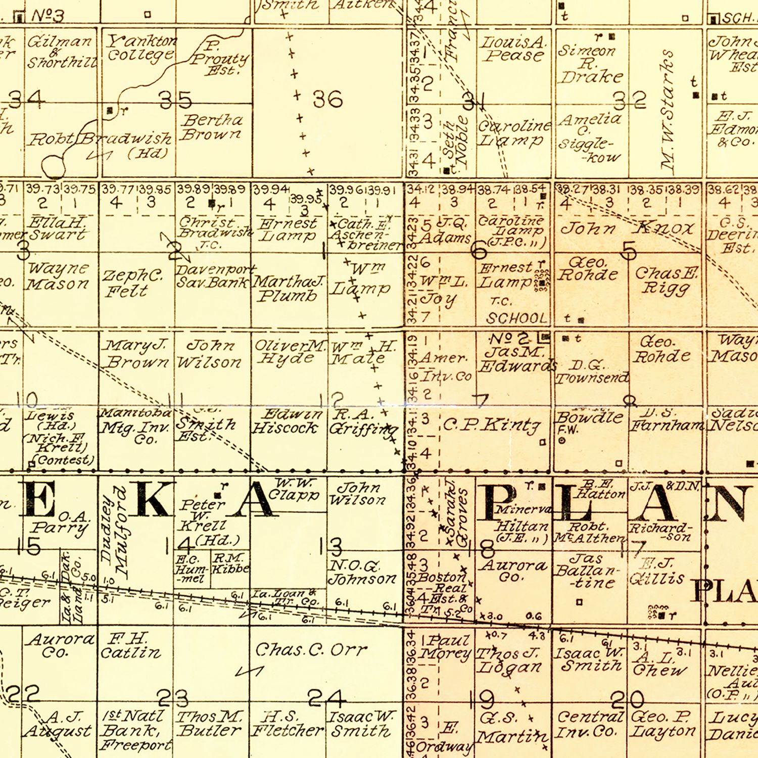 Vintage Map of Aurora County, South Dakota 1900