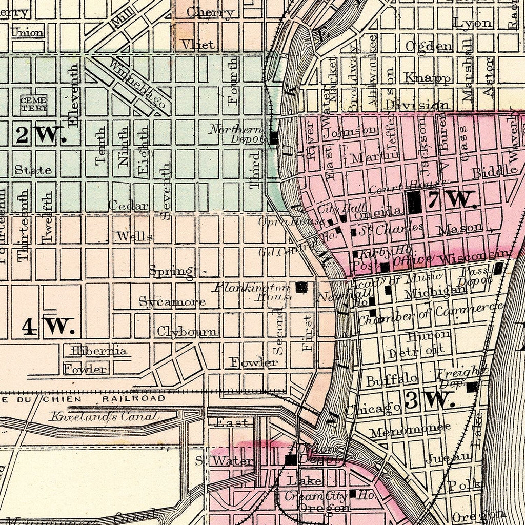 Vintage Map of Milwaukee, Wisconsin 1877