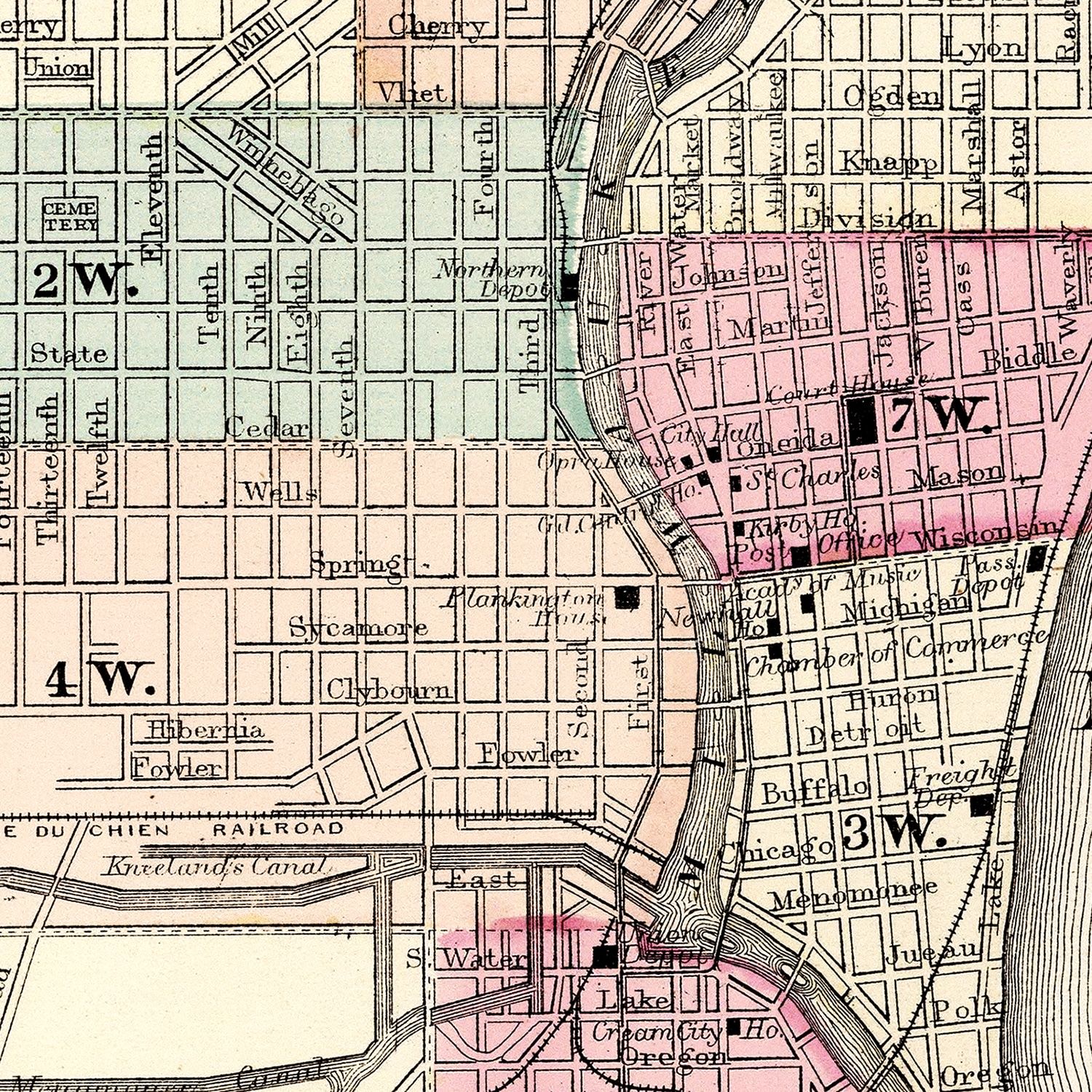 Vintage Map of Milwaukee, Wisconsin 1877