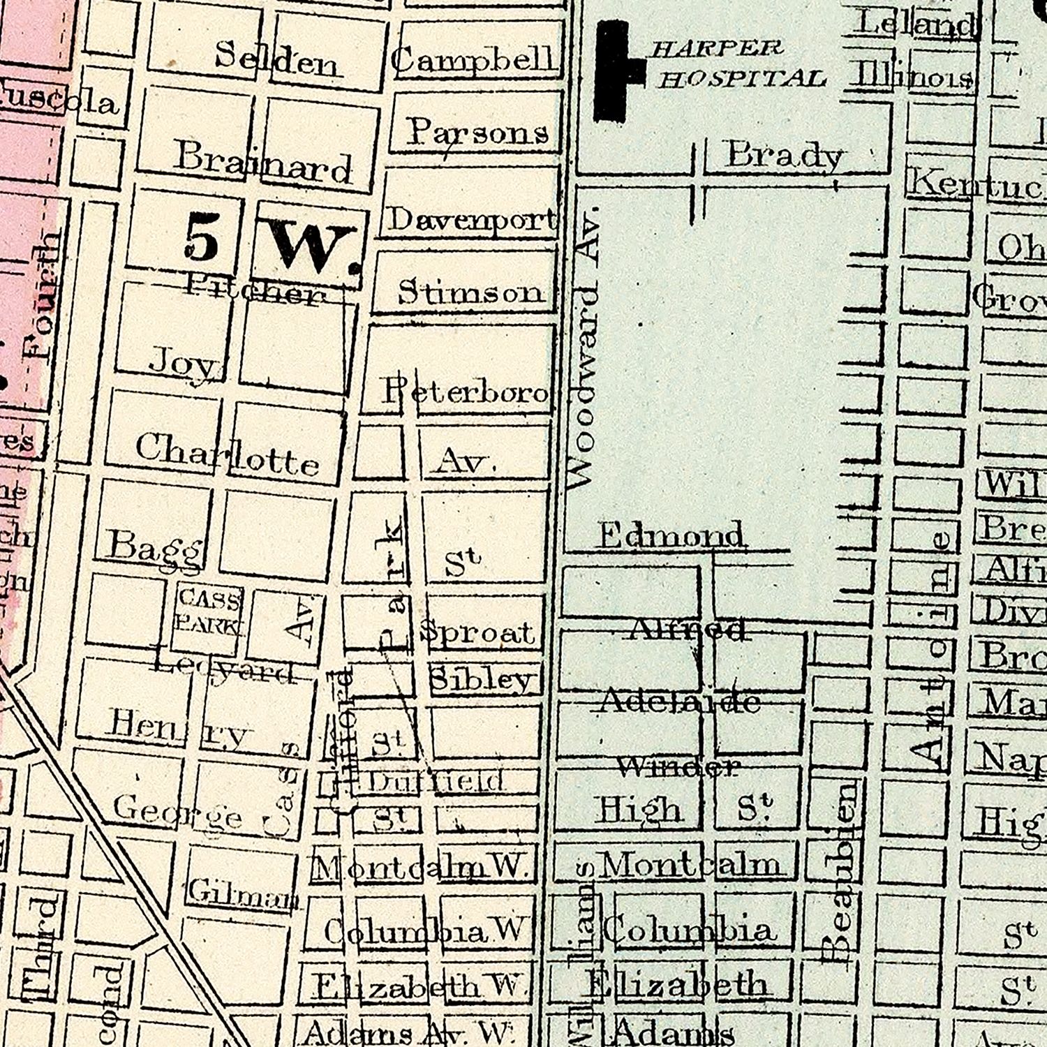 Vintage Map of Detroit, Michigan 1877