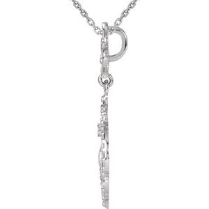 Sterling Silver Natural Ruby Fleur-de-lis 18" Necklace