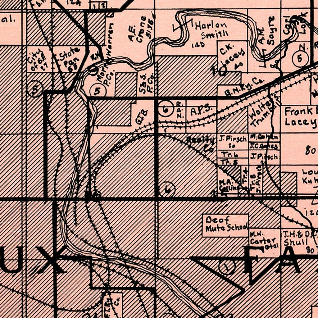 Vintage Map of Sioux Falls Township, Minnehaha County, South Dakota 1913