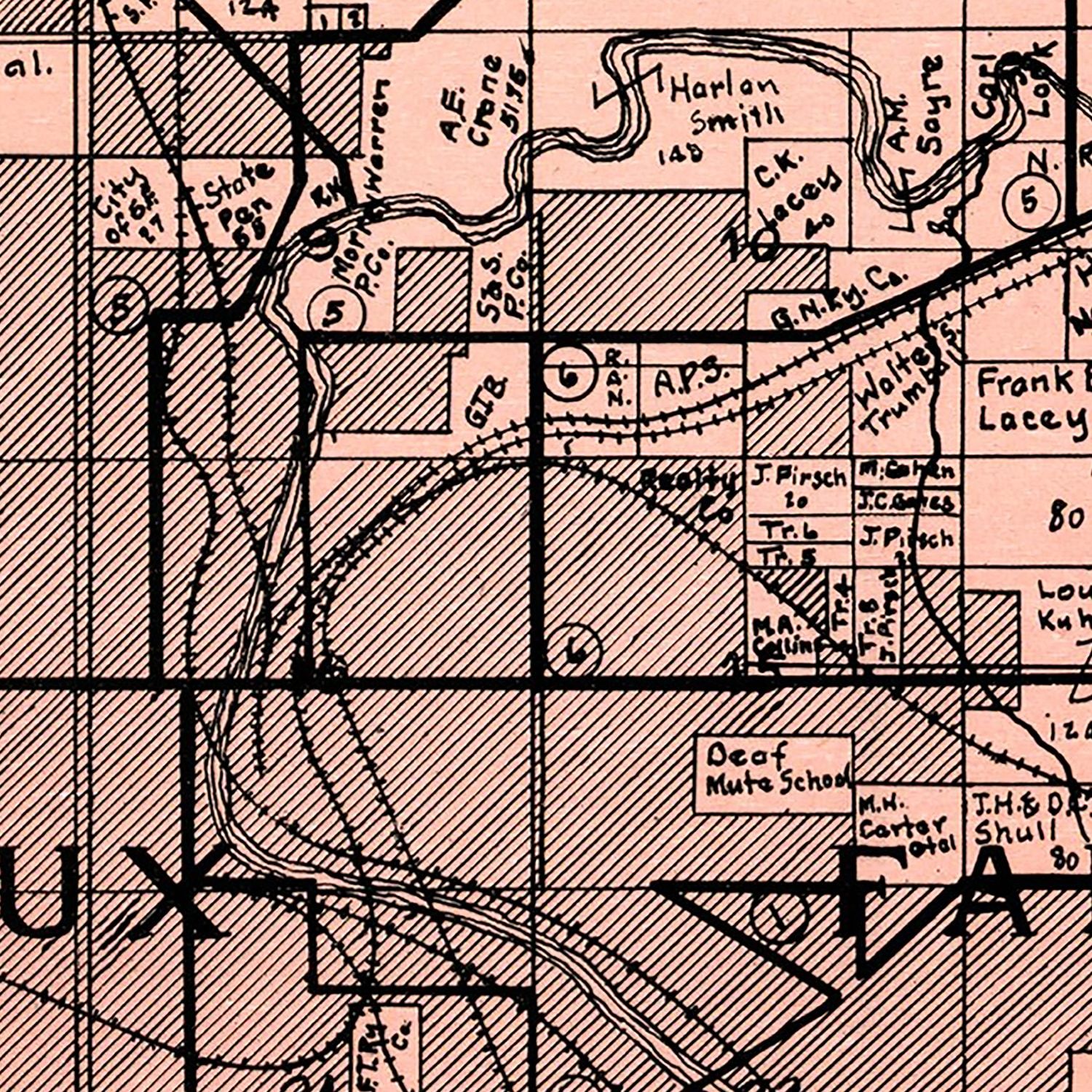 Vintage Map of Sioux Falls Township, Minnehaha County, South Dakota 1913