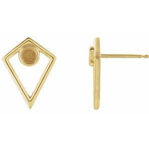 14K Yellow Gold 3 mm Round Bezel-Set Pyramid Earring Mounting