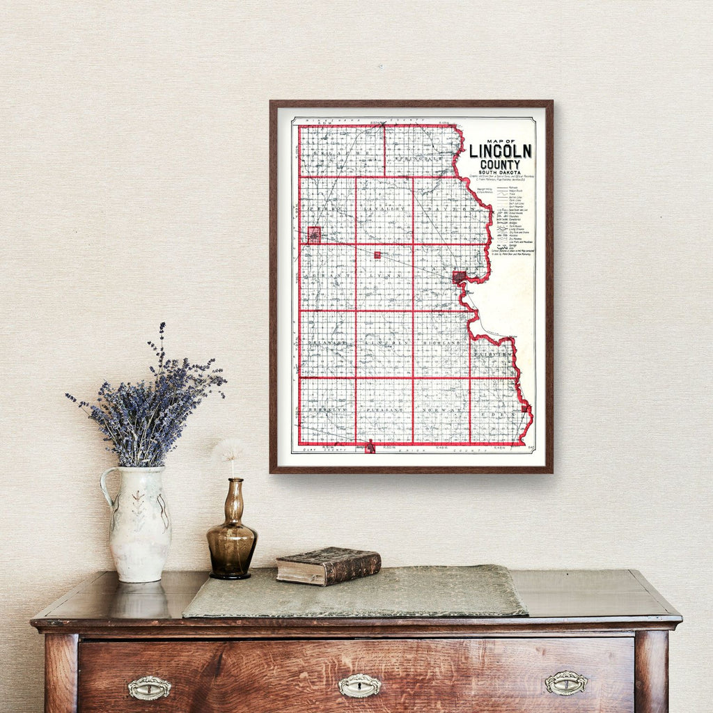 Vintage Map of Lincoln County, South Dakota 1904
