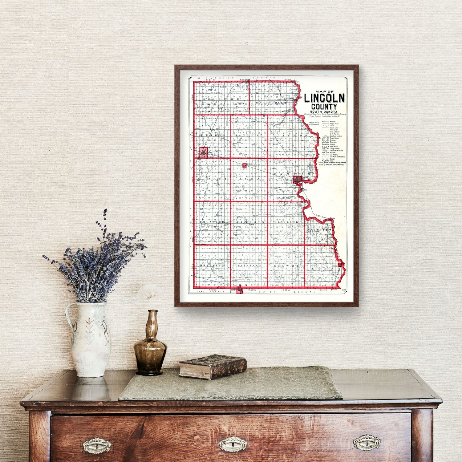Vintage Map of Lincoln County, South Dakota 1904