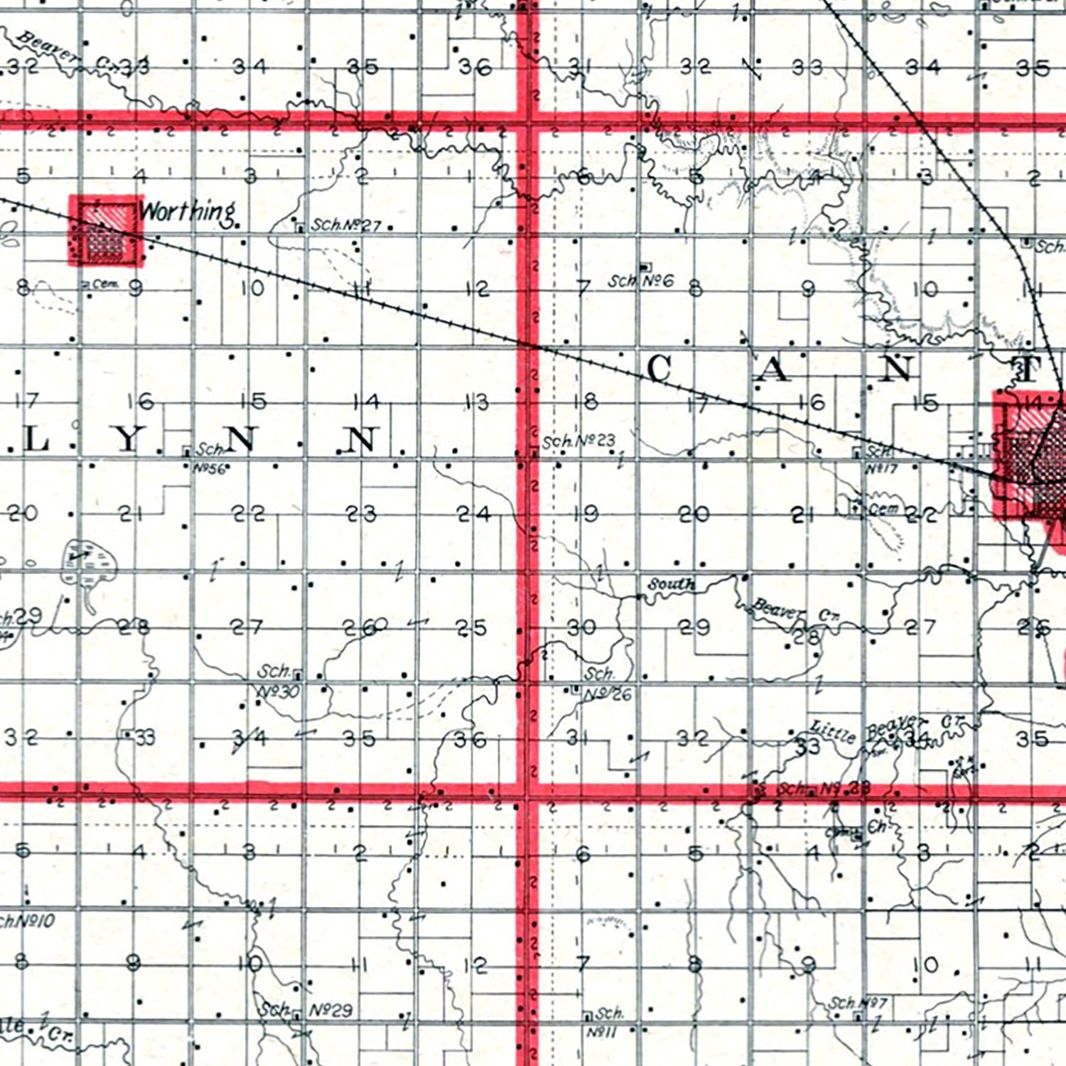Vintage Map of Lincoln County, South Dakota 1904