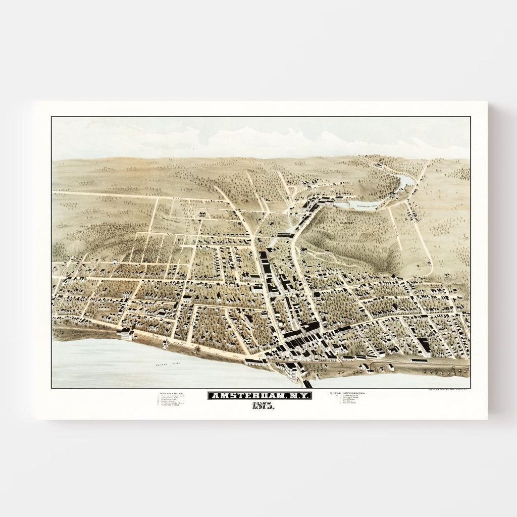 Vintage Map of Amsterdam, New York 1875