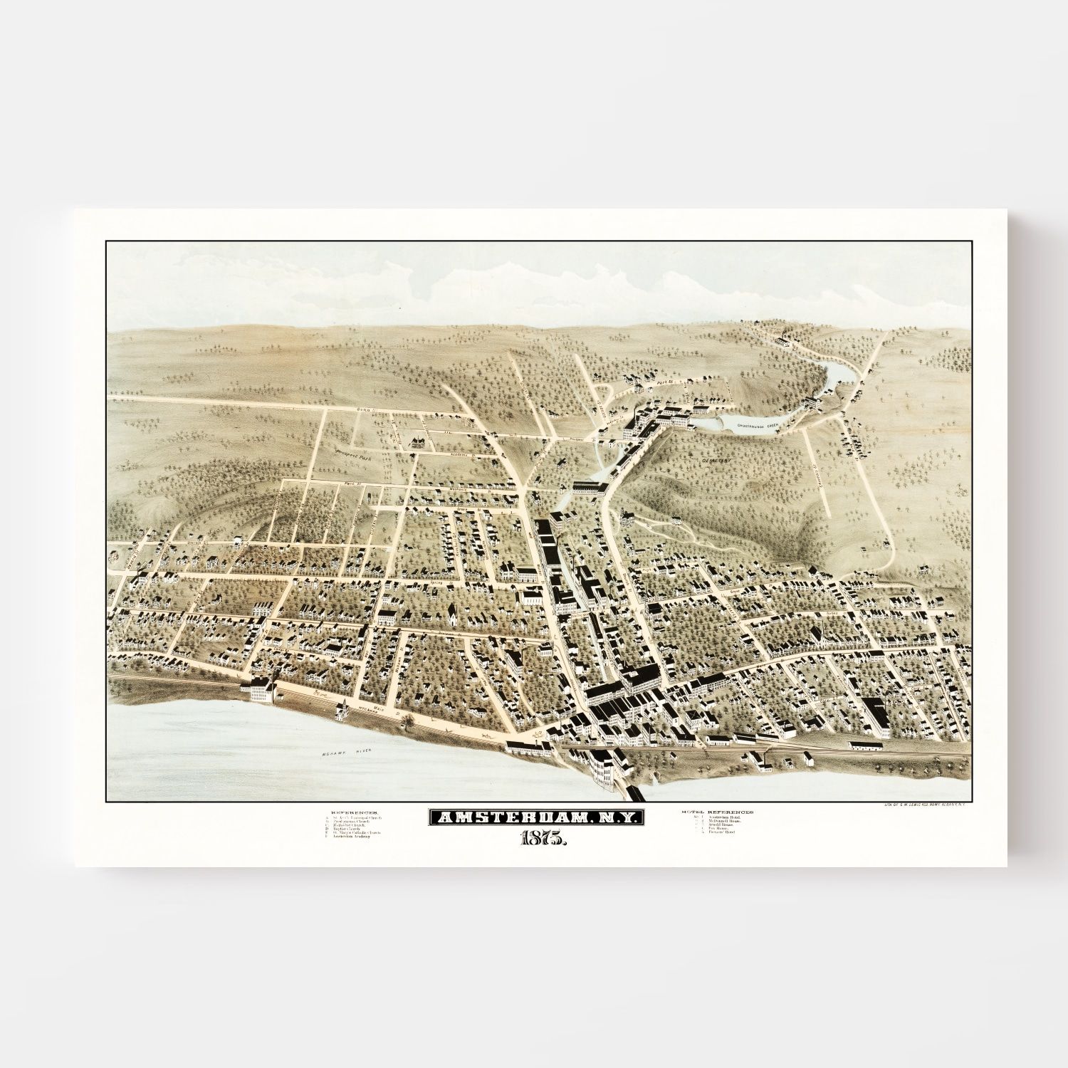 Vintage Map of Amsterdam, New York 1875