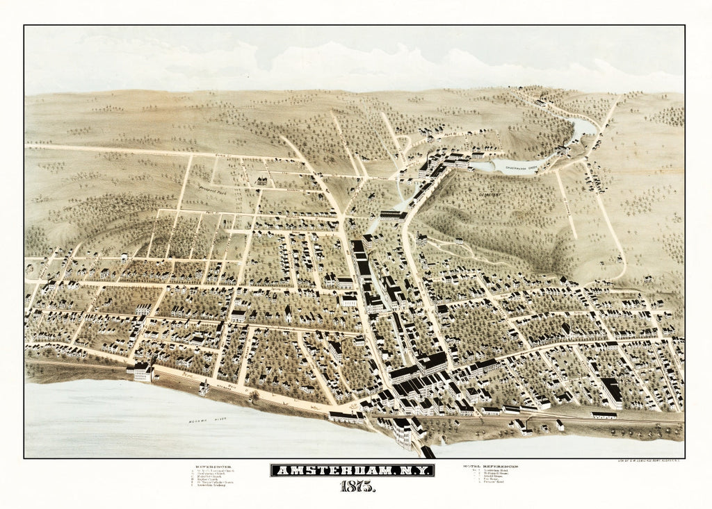 Vintage Map of Amsterdam, New York 1875