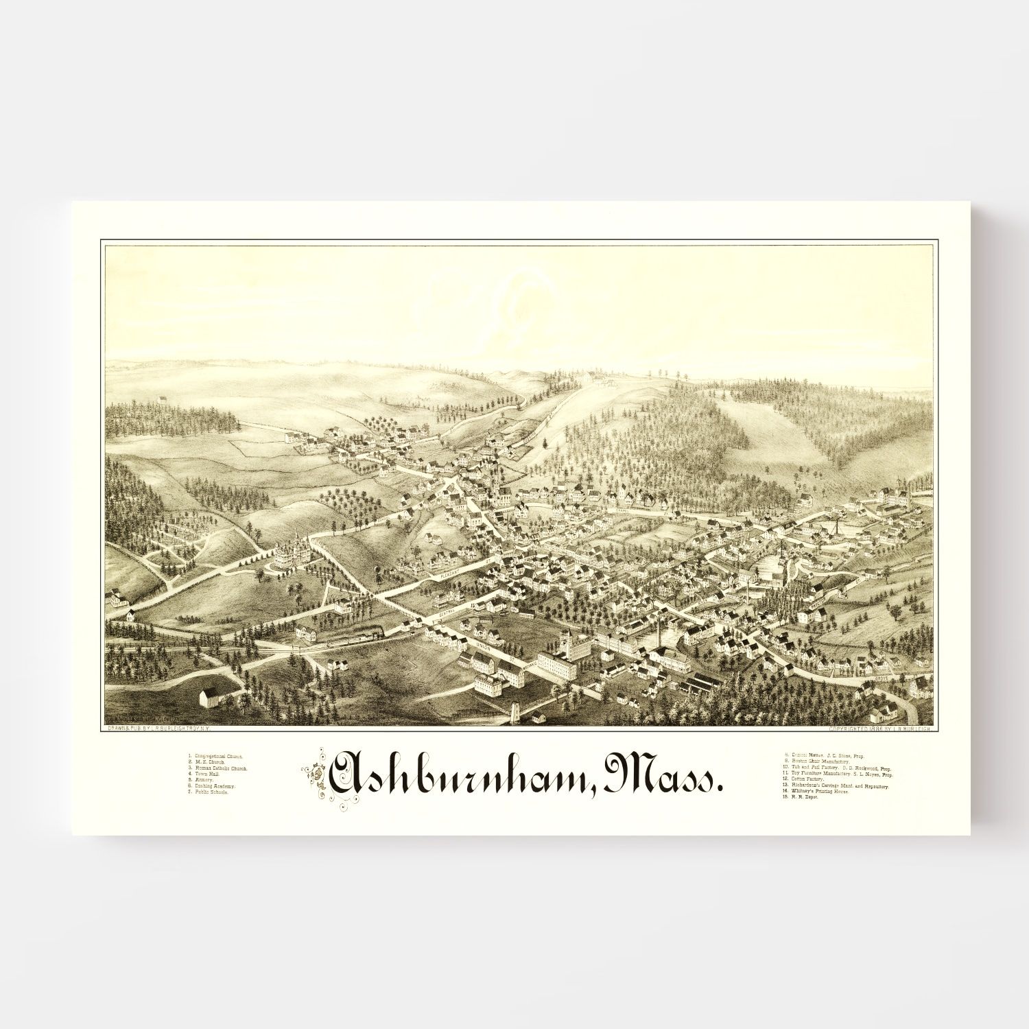 Vintage Map of Ashburnham, Massachusetts 1886