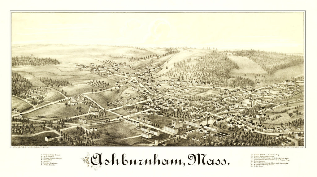 Vintage Map of Ashburnham, Massachusetts 1886