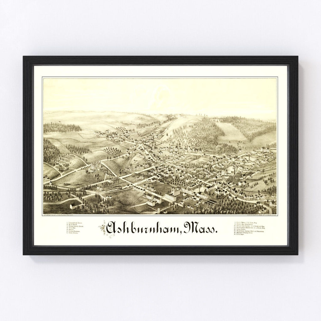 Vintage Map of Ashburnham, Massachusetts 1886