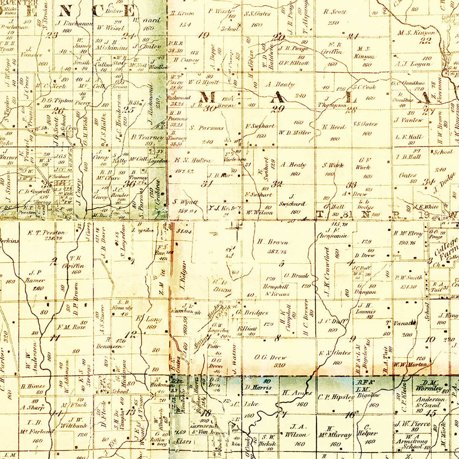 Vintage Map of Jasper County, Iowa 1871