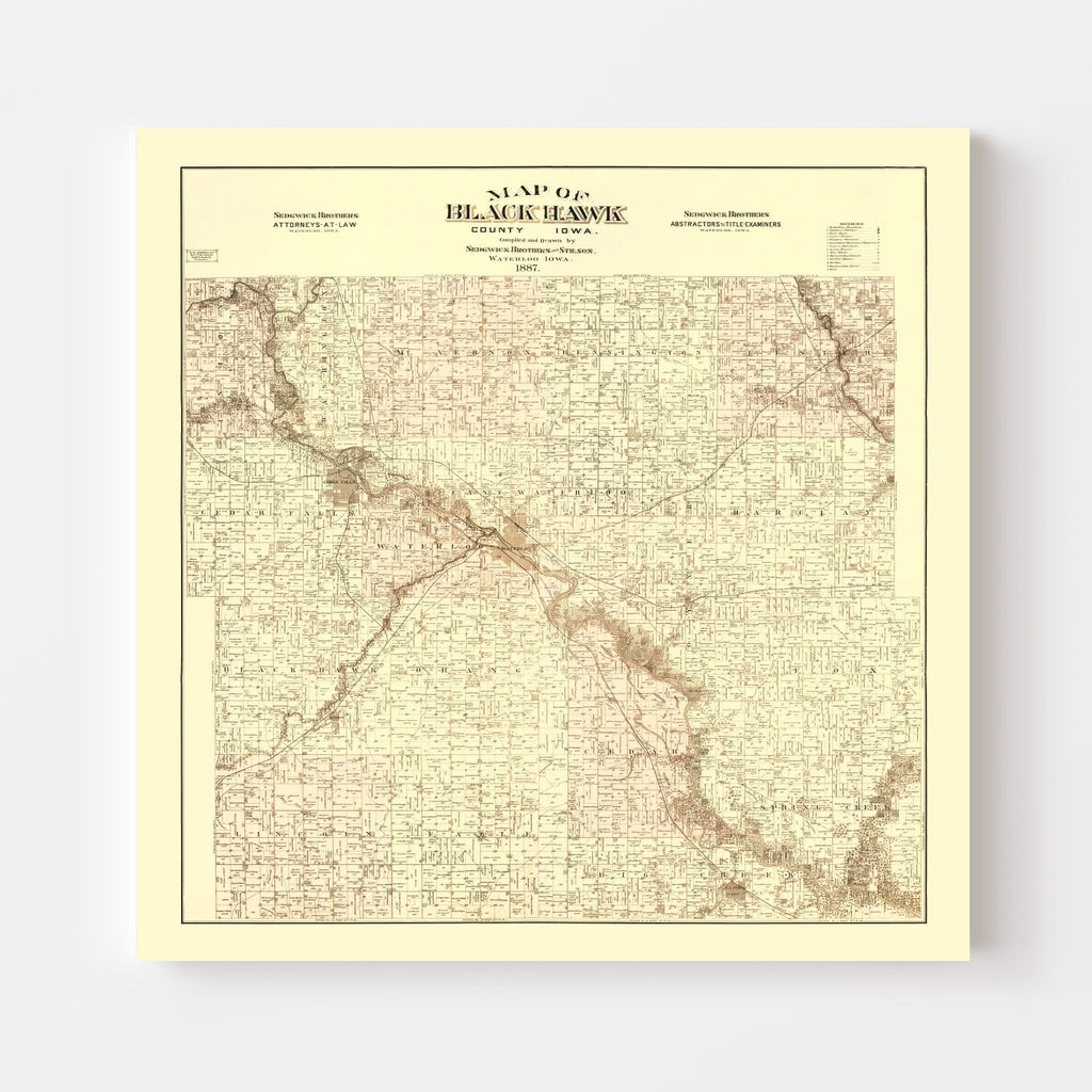 Vintage Map of Black Hawk County, Iowa 1887