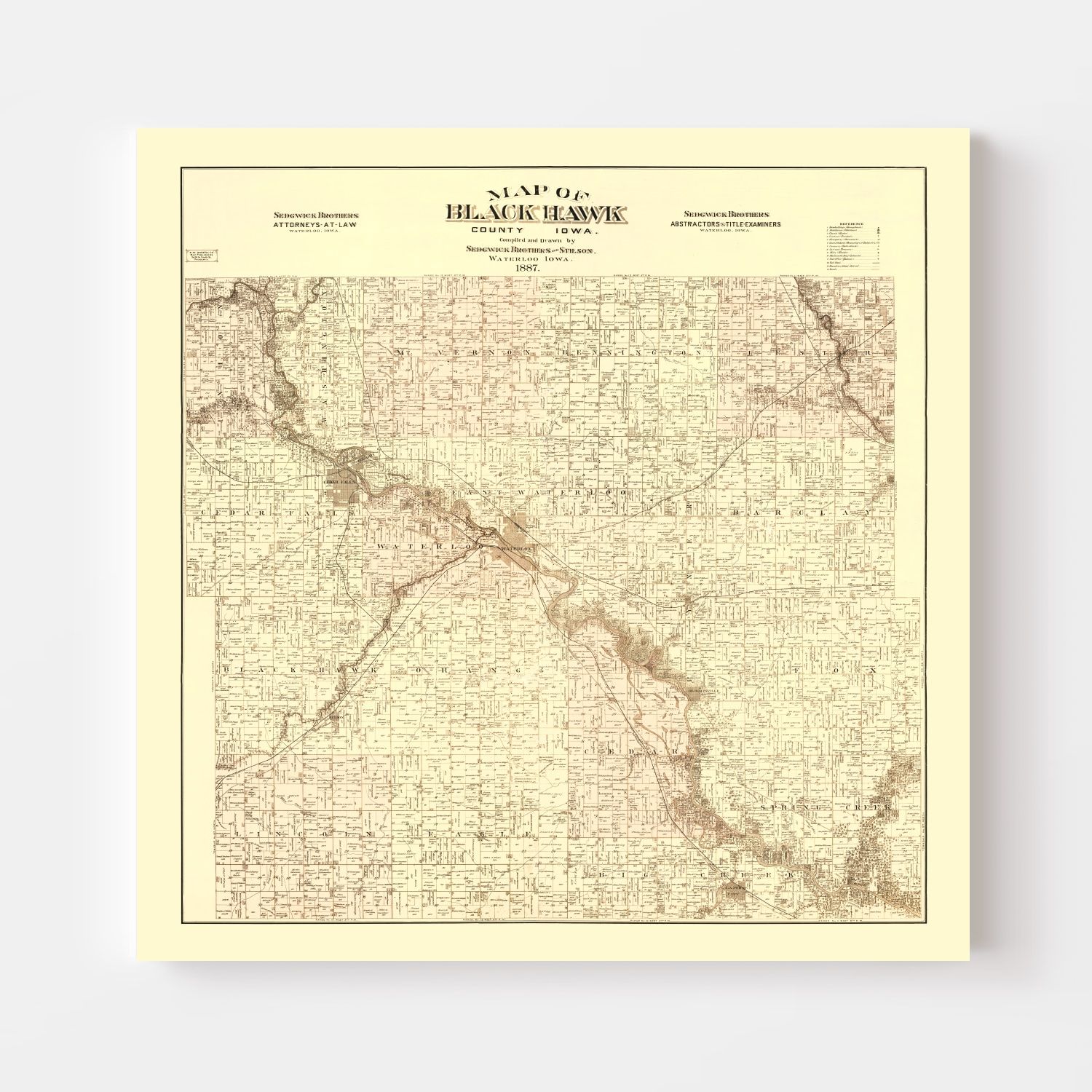 Vintage Map of Black Hawk County, Iowa 1887