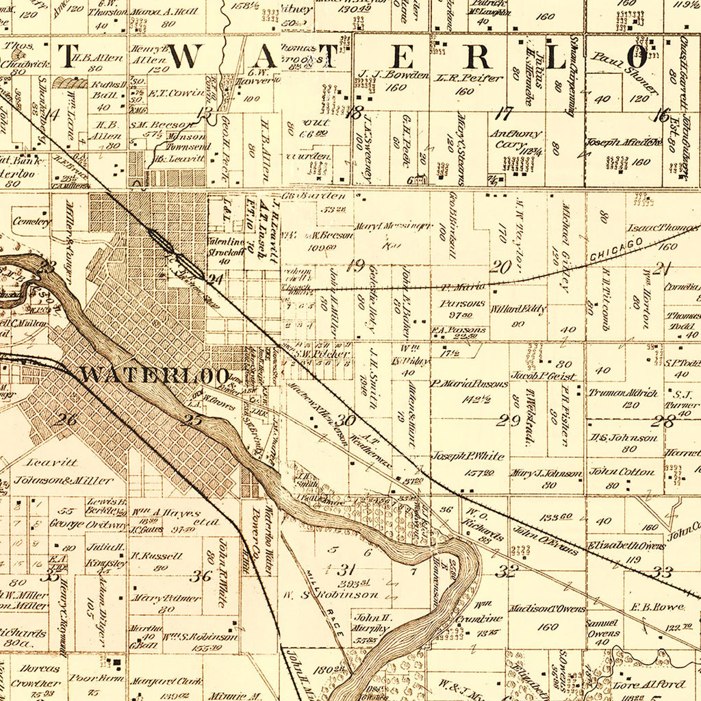 Vintage Map of Black Hawk County, Iowa 1887