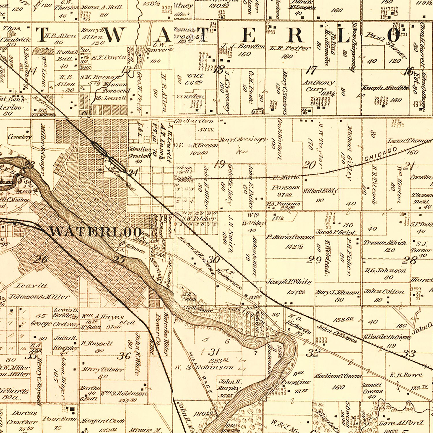 Vintage Map of Black Hawk County, Iowa 1887