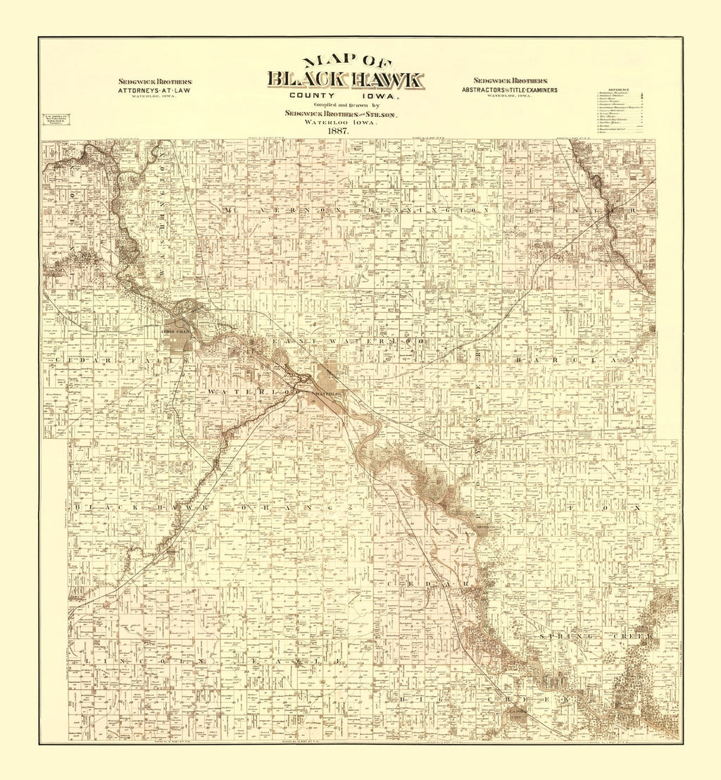 Vintage Map of Black Hawk County, Iowa 1887