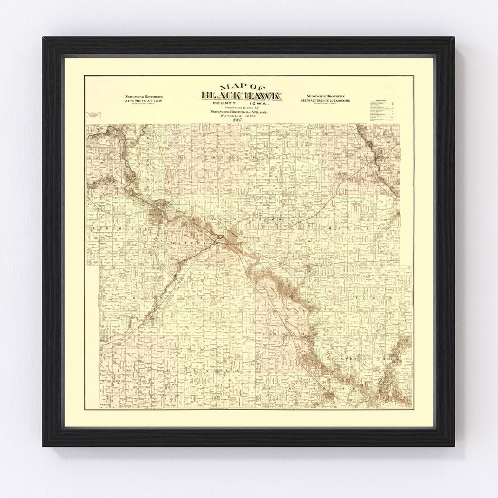 Vintage Map of Black Hawk County, Iowa 1887