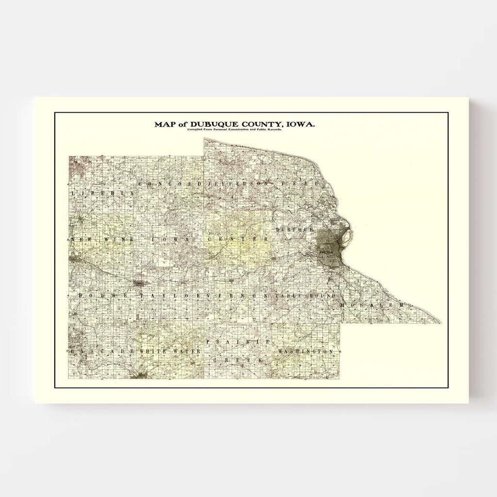 Vintage Map of Dubuque County, Iowa 1900
