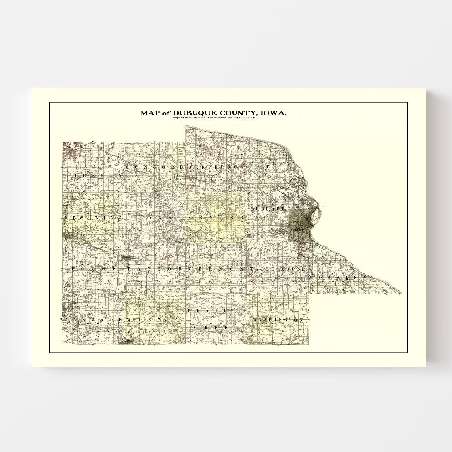 Vintage Map of Dubuque County, Iowa 1900