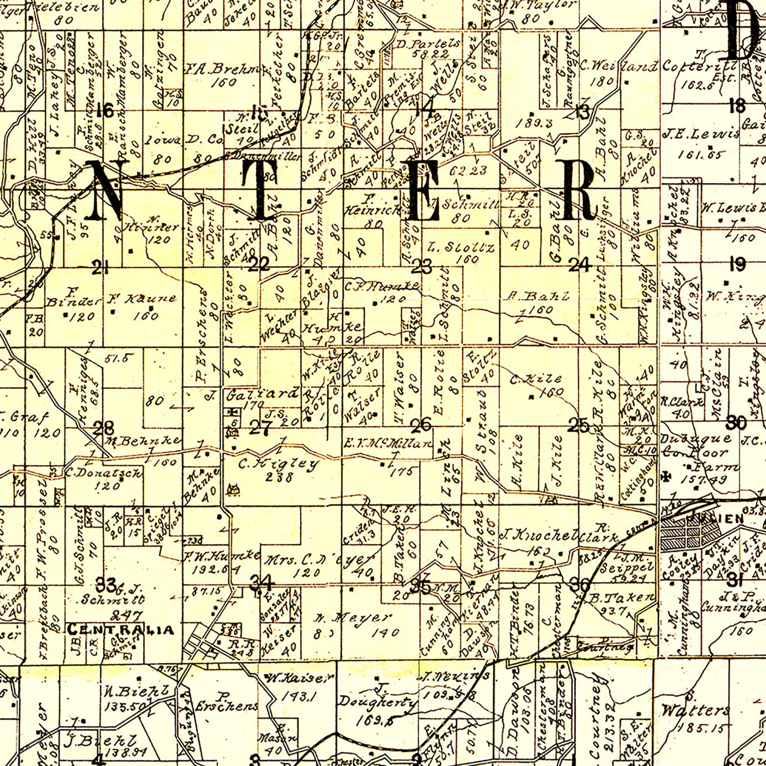 Vintage Map of Dubuque County, Iowa 1900