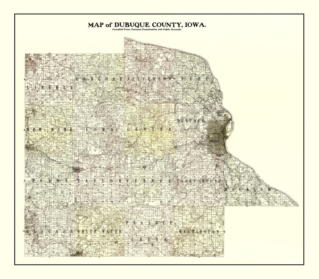 Vintage Map of Dubuque County, Iowa 1900