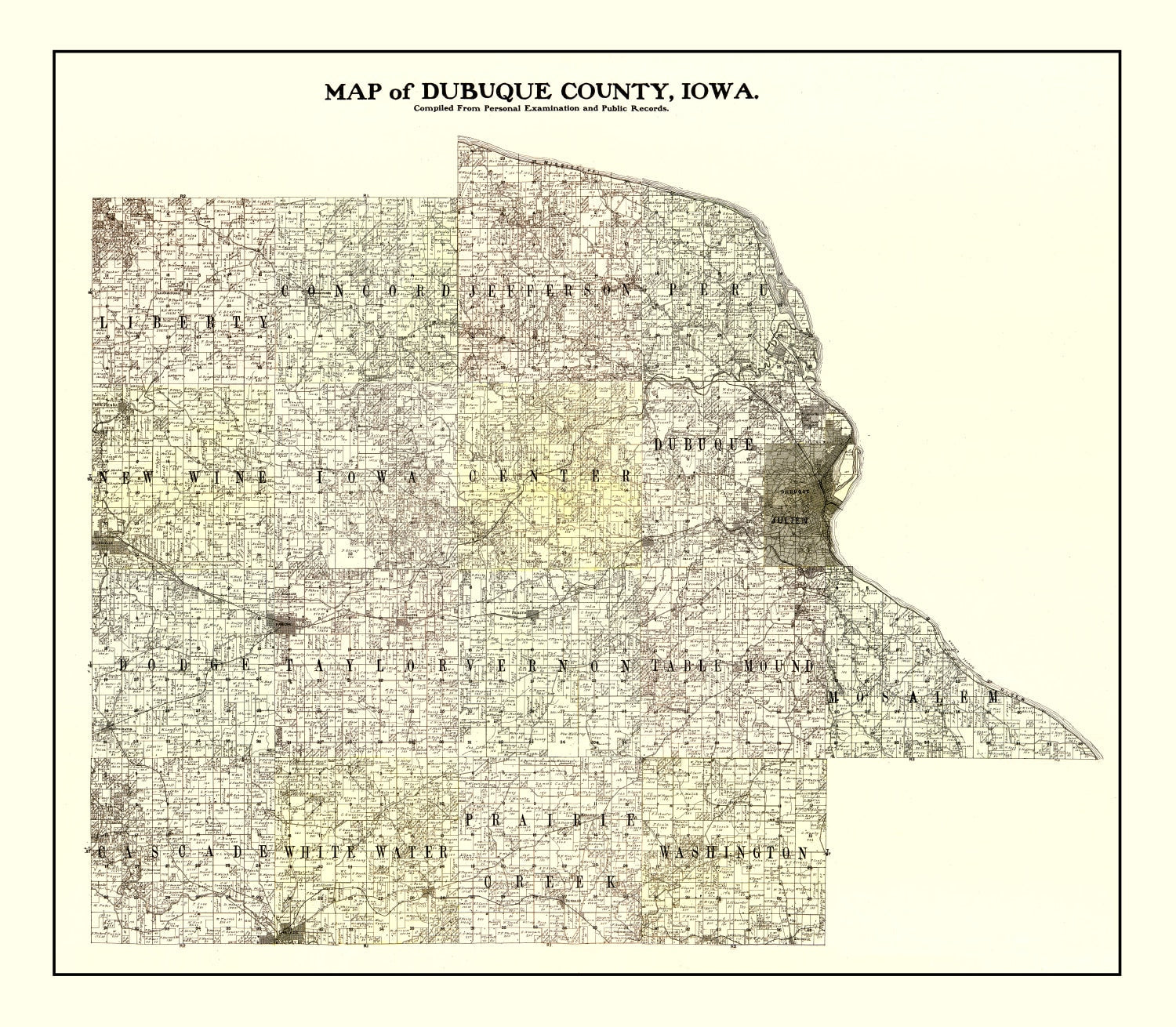 Vintage Map of Dubuque County, Iowa 1900