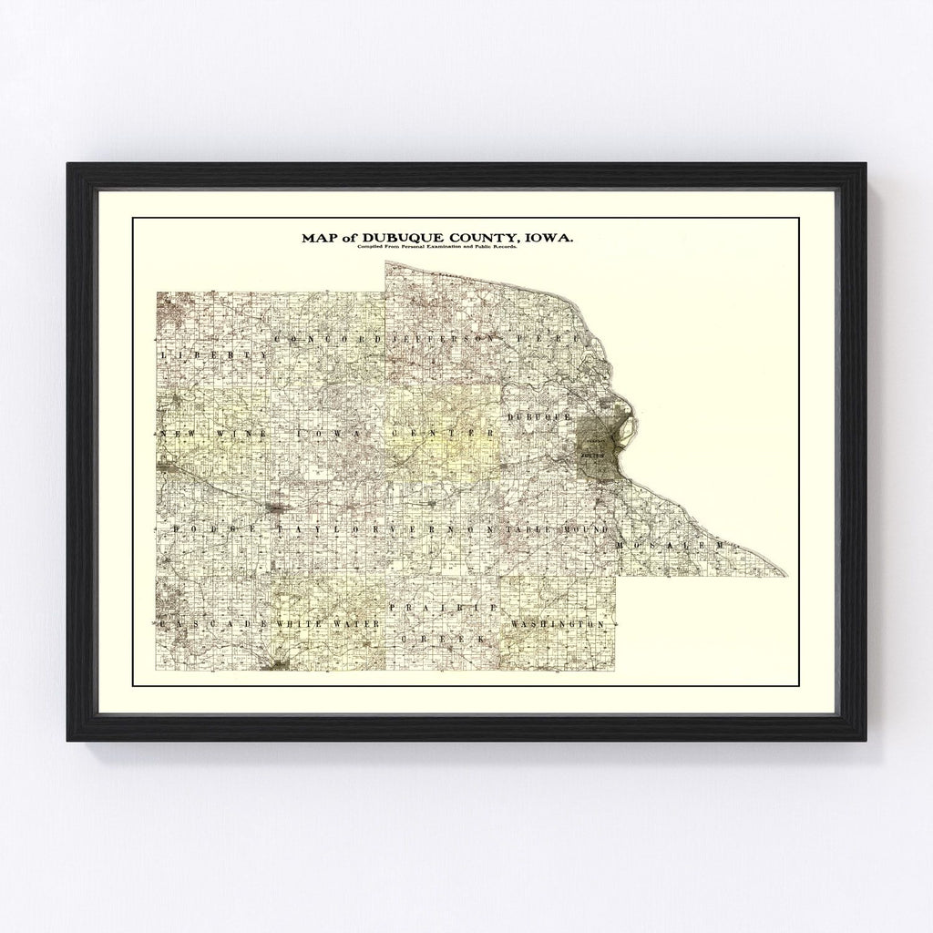 Vintage Map of Dubuque County, Iowa 1900