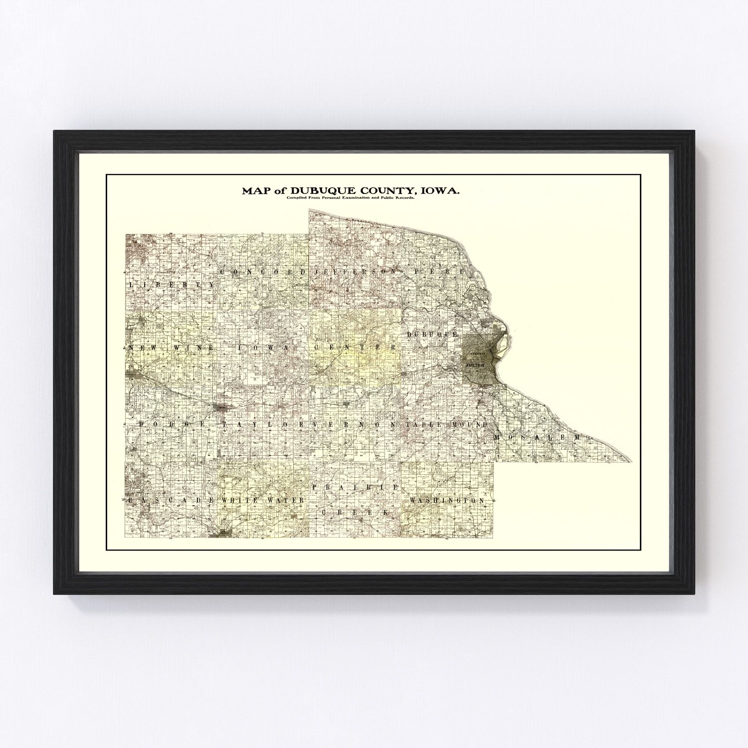 Vintage Map of Dubuque County, Iowa 1900