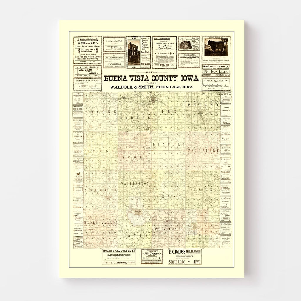 Vintage Map of Buena Vista County, Iowa 1901