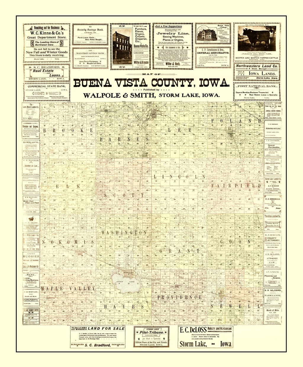 Vintage Map of Buena Vista County, Iowa 1901