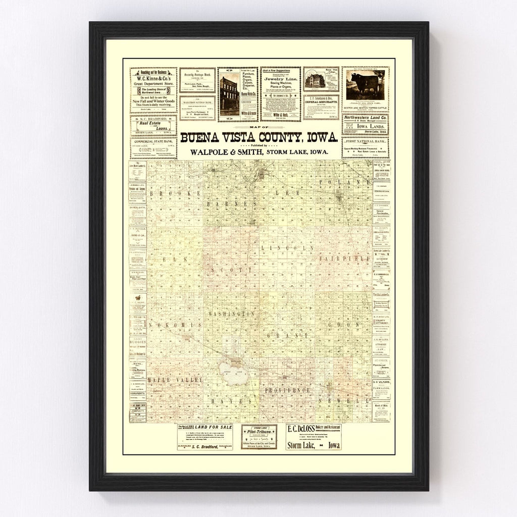 Vintage Map of Buena Vista County, Iowa 1901