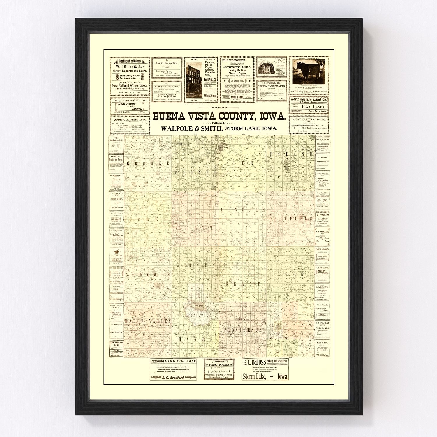 Vintage Map of Buena Vista County, Iowa 1901