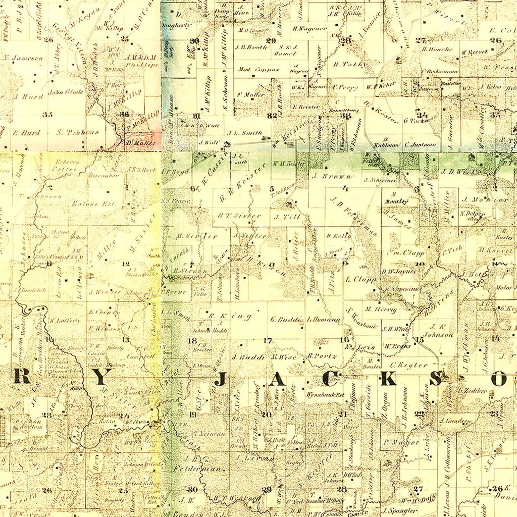 Vintage Map of Jackson County, Iowa 1867