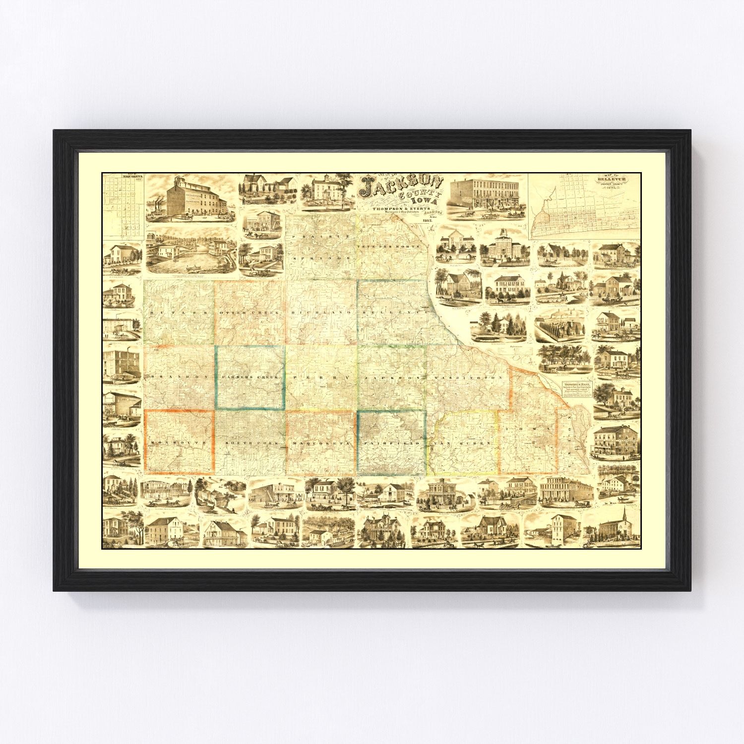 Vintage Map of Jackson County, Iowa 1867
