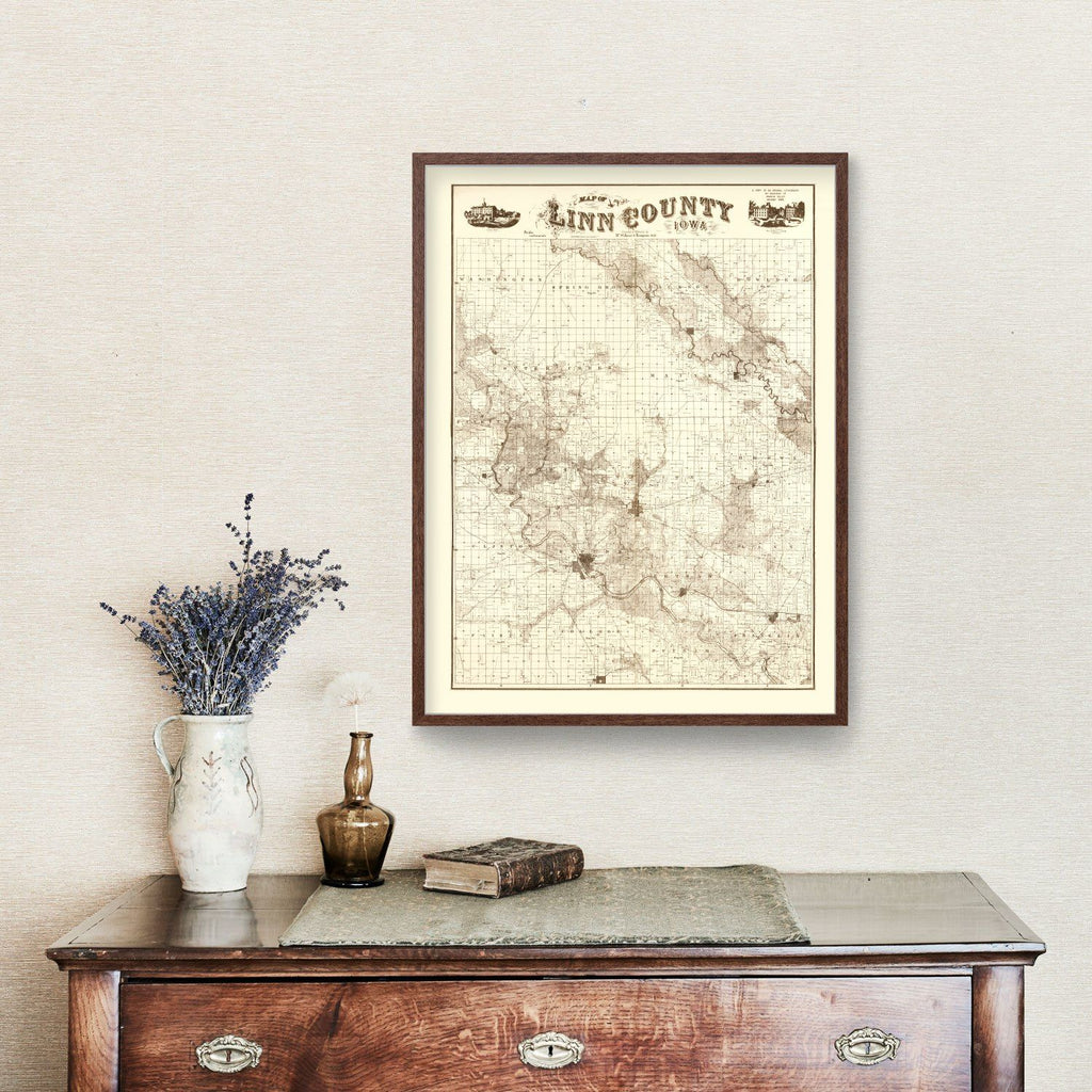 Vintage Map of Linn County, Iowa 1949