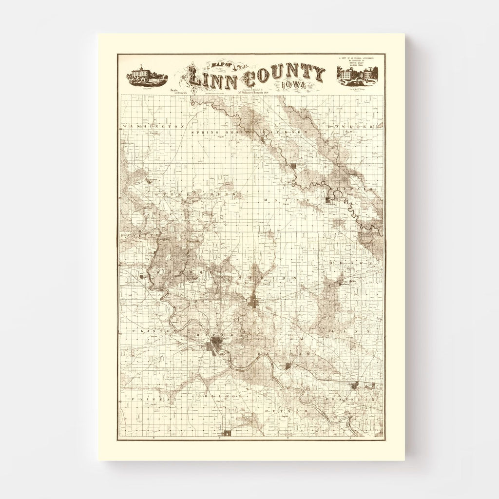 Vintage Map of Linn County, Iowa 1949