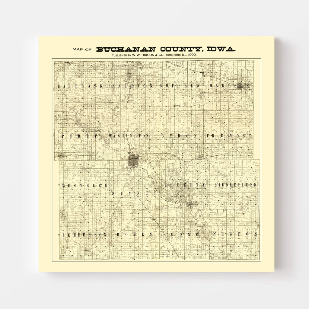 Vintage Map of Buchanan County, Iowa 1900