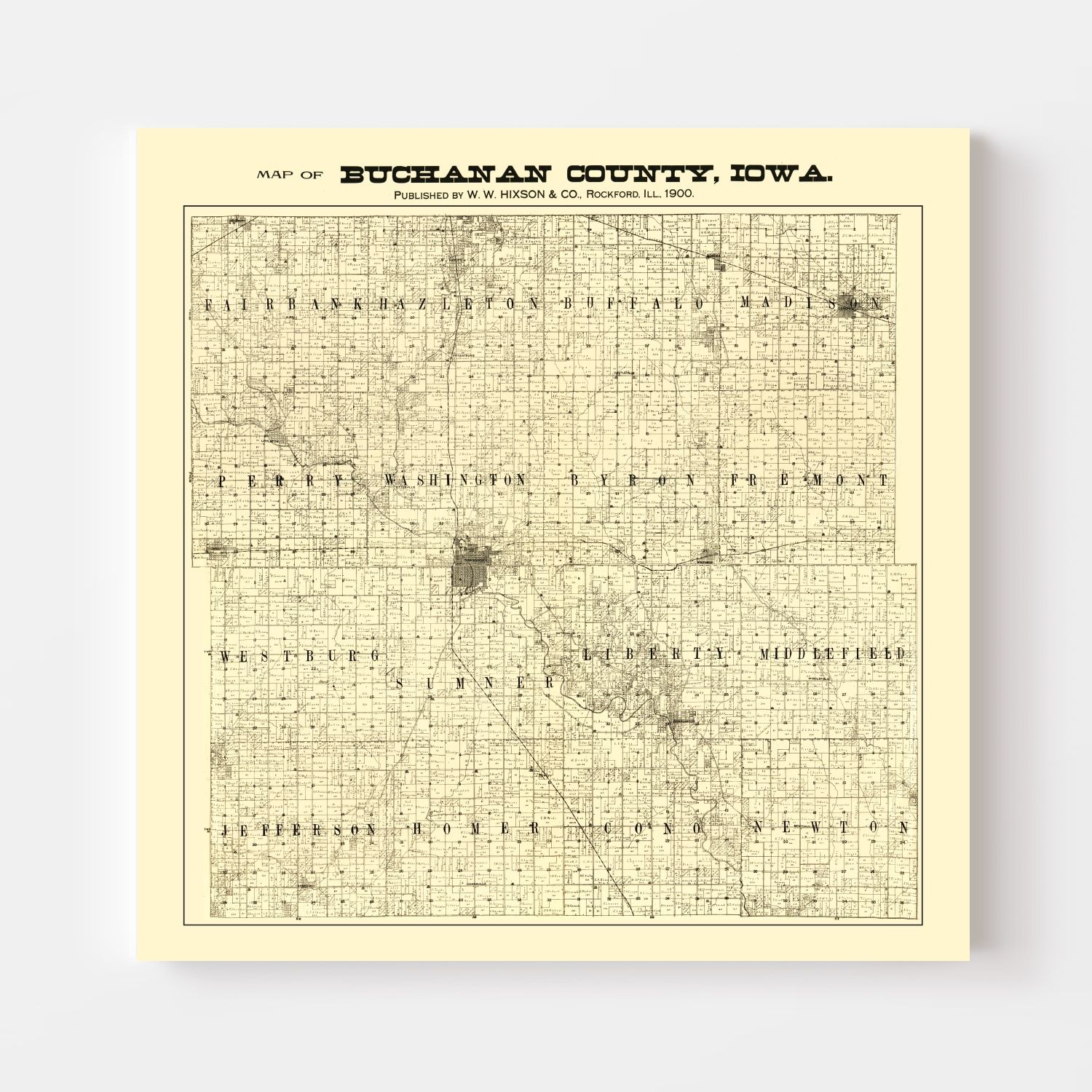 Vintage Map of Buchanan County, Iowa 1900