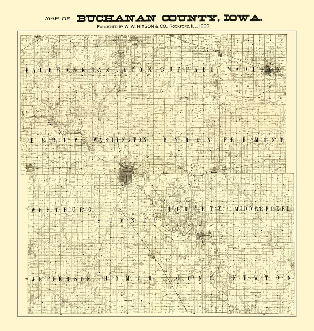 Vintage Map of Buchanan County, Iowa 1900