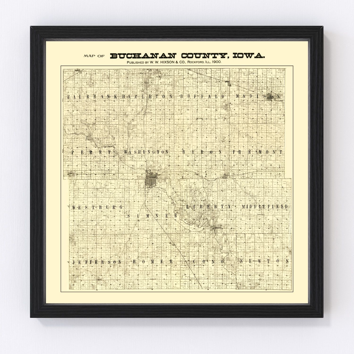 Vintage Map of Buchanan County, Iowa 1900
