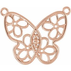 10K Rose Gold Accented Butterfly & Floral Necklace Center
