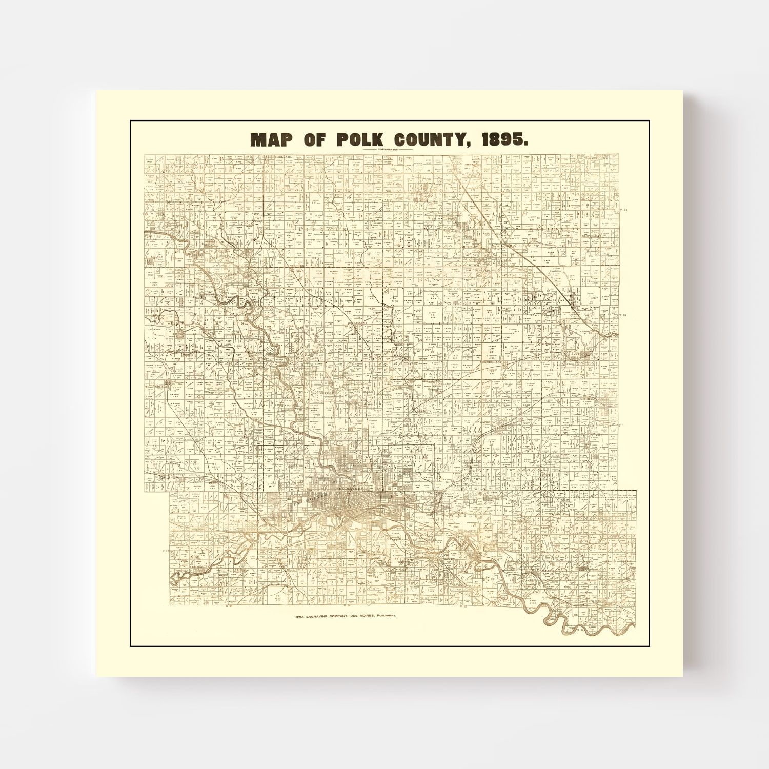 Vintage Map of Pok County, Iowa 1895