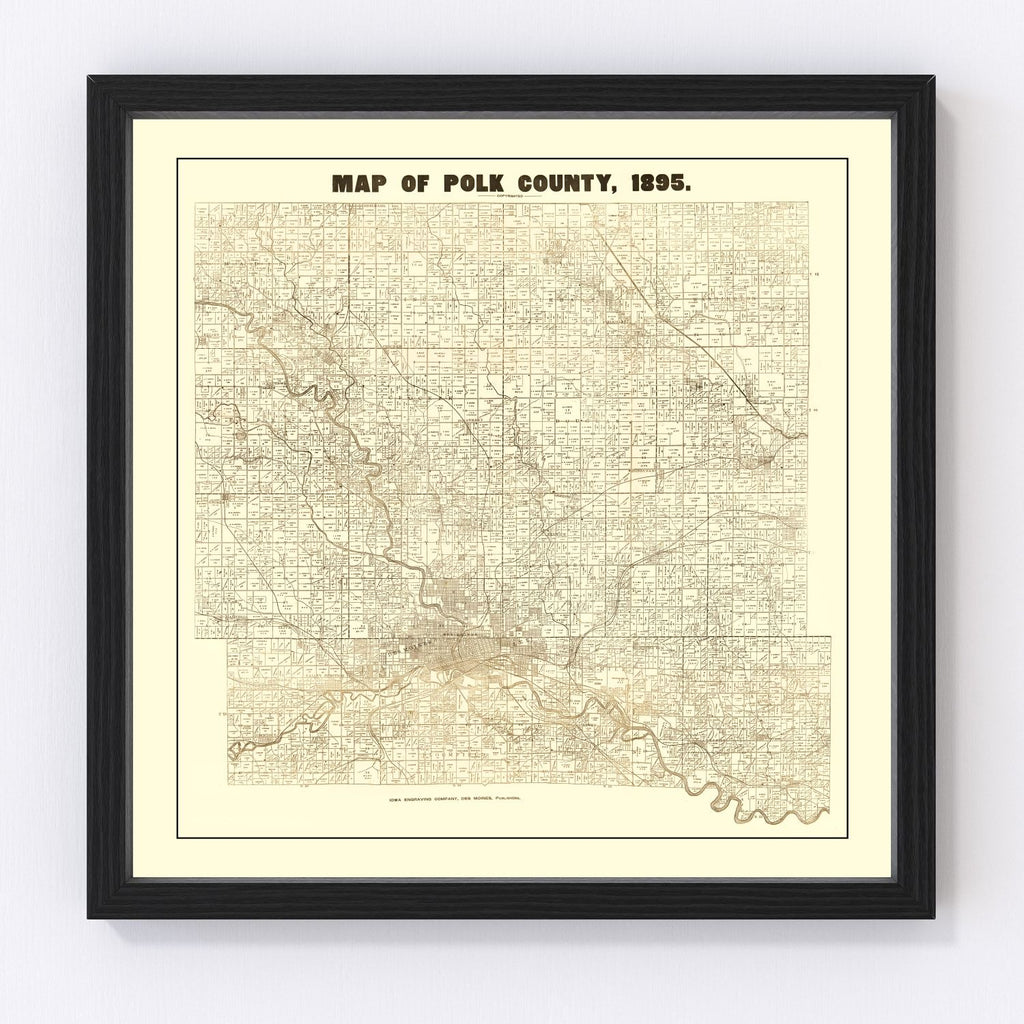 Vintage Map of Pok County, Iowa 1895