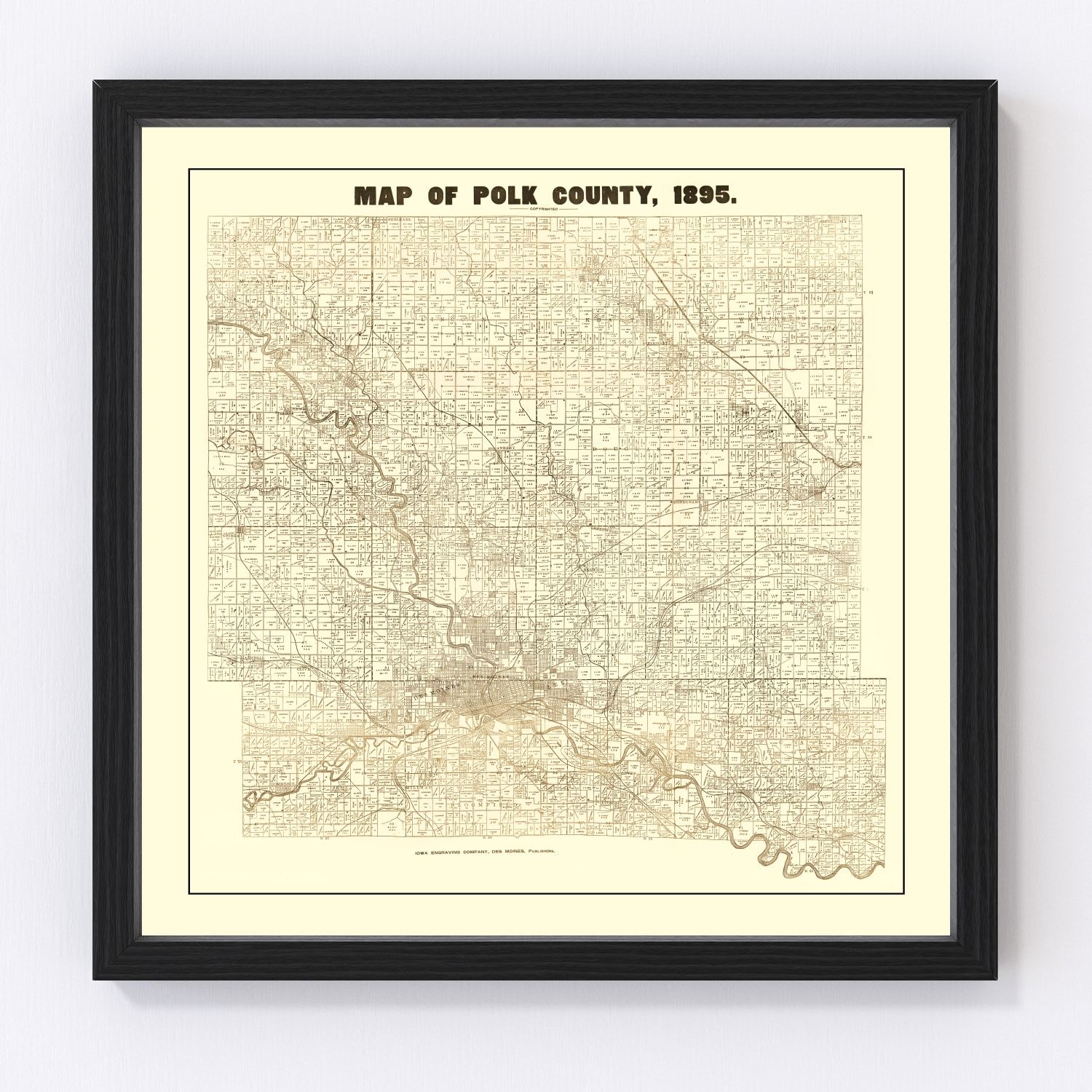 Vintage Map of Pok County, Iowa 1895