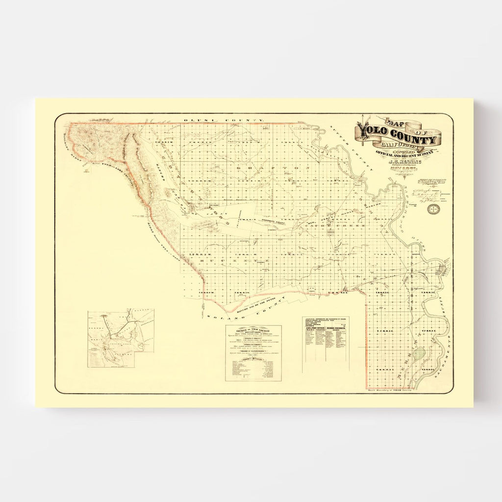 Vintage Map of Yolo County, California 1871
