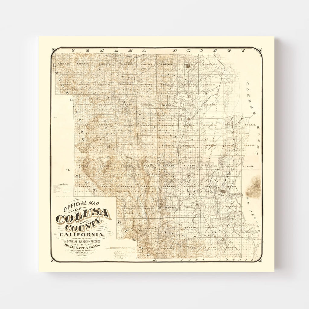 Vintage Map of Colusa County, California 1885