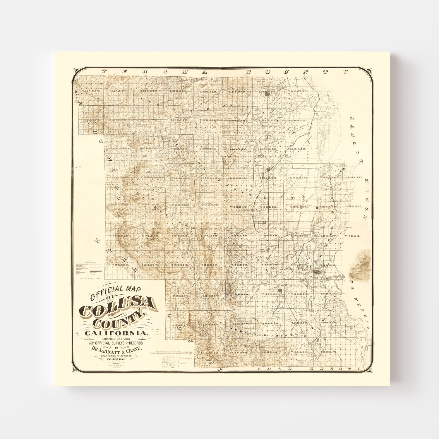Vintage Map of Colusa County, California 1885